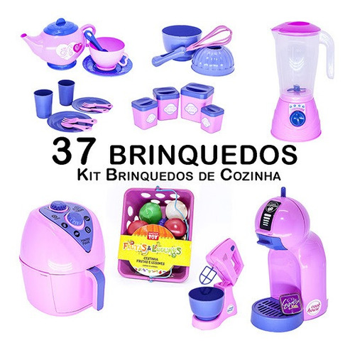 Eletro Cozinha Infantil Panela Comida Brinquedo Menino 16pç em