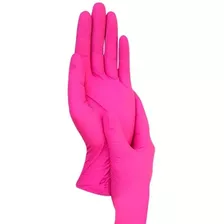 Luvas Descartáveis Antiderrapantes Rosa Sem Pó Tam M 100 Uni