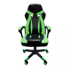 Silla De Escritorio Todatucasa Escorpion Gamer Ergonómica Negra Y Verde Con Tapizado De Cuero Sintético