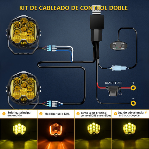 Par 7 Pulgadas Faros Redondos Led Superpotente Tipo Baja 90w Foto 8