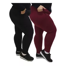 Kit 02 Calça Legging Plus Size Com Bolso Academia