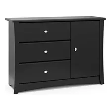 Storkcraft Media Luna 3 Cajones Combo Dresser, Negro, Niños