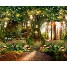 Painel Tecido Sublimado 3d Floresta Encantada 019 4x2,5m