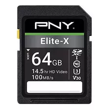 Tarjeta De Memoria Flash Pny 64gb Elite-x Clase 10 U3 V30 Sd