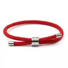 Pulsera De Cordón Rojo Acero Ajustable Buenas Energías