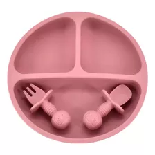 Prato Refeição Bebe Silicone C/3 Divisórias Ventosa 3 Peças 