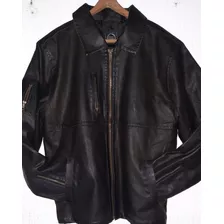 Chamarra Tipo Biker Pvc Cierres Hombre Talla L