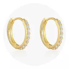 Aros Dorados Chicas 12mm Plata 925 Enchapado Oro 18k