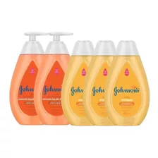 Kit Johnsons Baby Com 2 Sabonetes Líquidos 400ml E 3 Shampoo