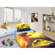 Jogo De Lençol Decorativo E Fronha Infantil Jurassic World 1 Cor Colorido