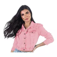 Jaqueta Rosa Em Sarja Botão Manga Princesa Pigmento Jeans