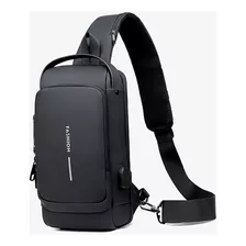 Shoulder Bag Bolsa Masculina Pochete Transversal Impermeável Cor Preto Desenho Do Tecido Liso Althor