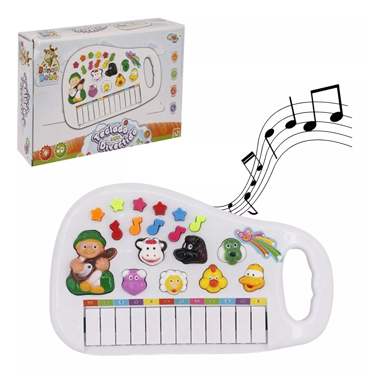  Piano Teclado Musical Infantil Fazendinha Imita Bichinhos