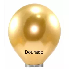 Balão Bexiga Cromado Metalizado Redondo N9 Ouro 25 Unidades