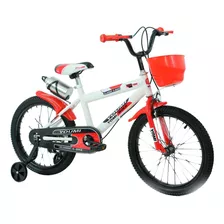 Bicicleta Urbana Infantil Rodada 18 Con Rueditas Y Canasto Color Rojo Tamaño Del Cuadro 18