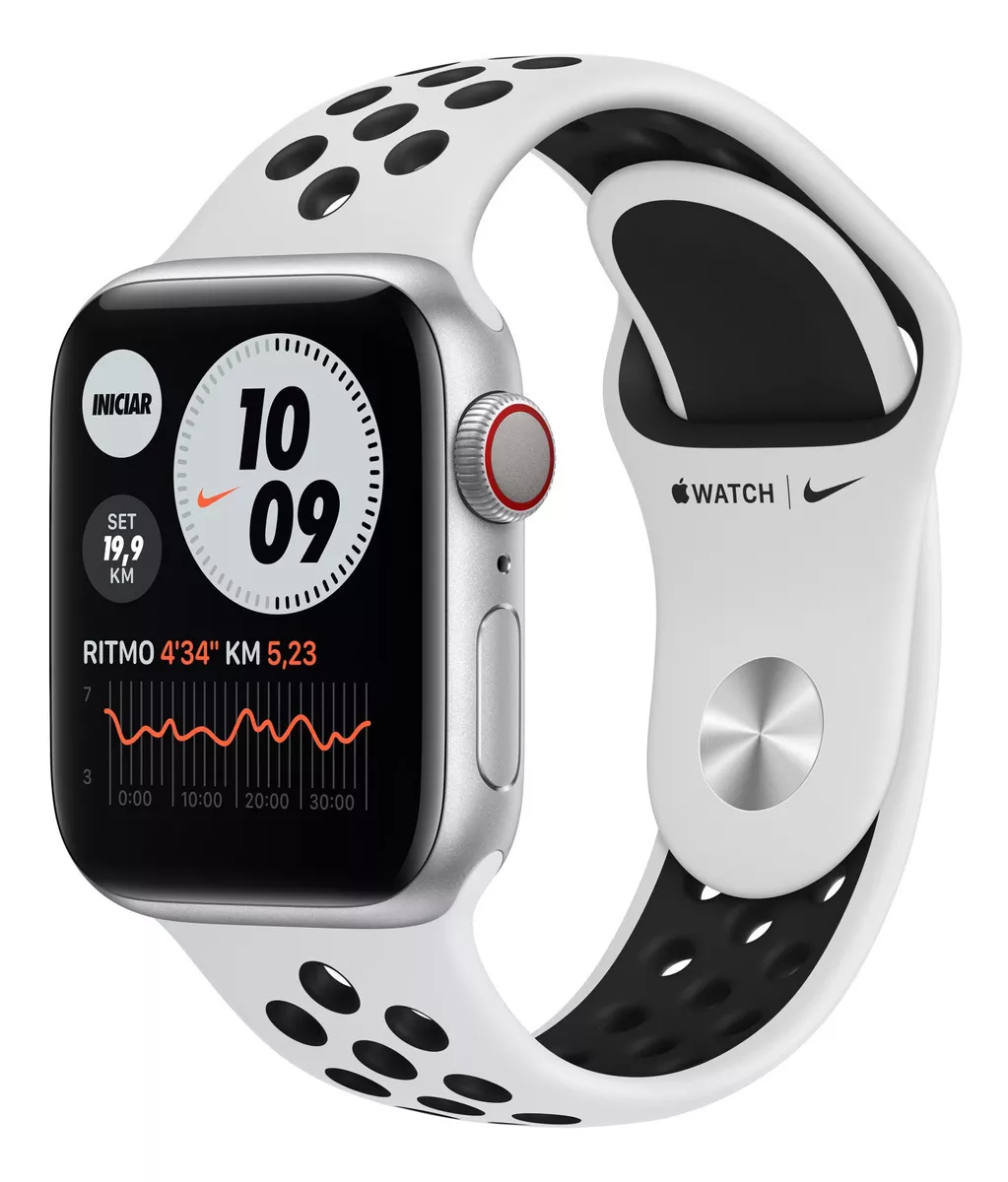 Apple Watch Nike (gps+cellular) Series 6 40mm Com Rede Móvel Caixa 40mm De  Alumínio  Prateada Pulseira Esportiva  Platina E Preta A2293