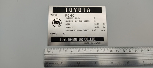 Toyota Land Cruiser Fj40 Plaqueta Motor Serial Emblema  Foto 4