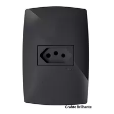 Tomada Simples 10a Home Grafite Com Placa 4x2 Fosco Blux Cor Preto/grafite