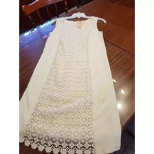 Vestido Awada Crema Con Centro En Encaje T S Y M