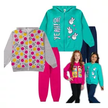 Kit 2 Conjuntos De Menina Moletom Inverno Infantil Juvenil