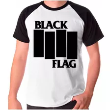 Camiseta Masculina Raglan Banda De Rock Black Flag
