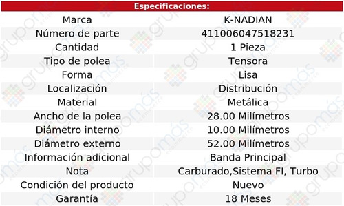 Polea Tensora Distribucion Sunburst L4 1.5l 85 Al 88 Foto 3