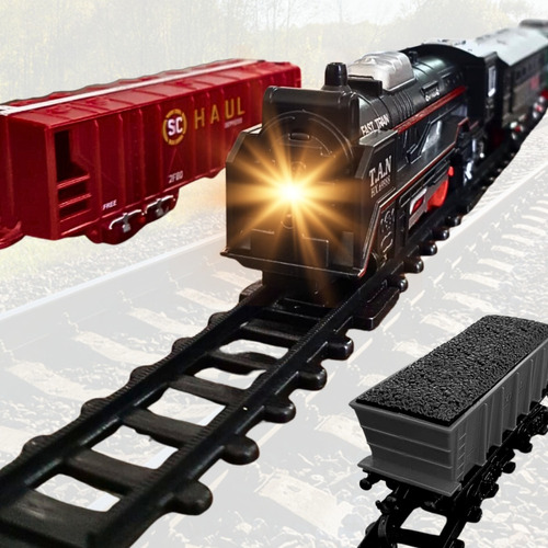 Trem de Brinquedo com Trilhos Elétrico Ferrorama Locomotiva com Luz e Som