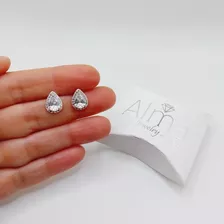 Aros Gota Mujer Piedras Regalo Hermoso - Plata 925