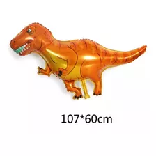 12 Balão Metalizado Dinossauro Jurássico Laranja 107*60cm