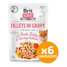 6 X Alimento Gato Brit Care Pouch Pavo Y Salmón 85gr. Np