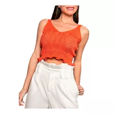 Blusa Feminina Curta Cropped Modal Trança Verão Detalhe