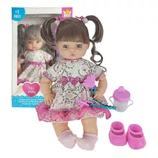 Boneca Estilo Reborn Anjos Baby Com Mamadeira Chupeta E Mais