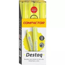 Caneta Marca Texto Amarela Destaq Compactor Cx C/12 Unds