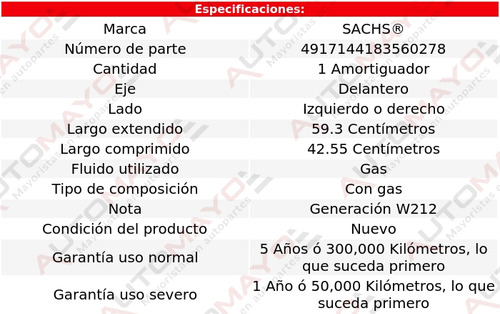 1 - Amortiguador Gas Del Izq/der Sachs E200 12-16 Foto 2