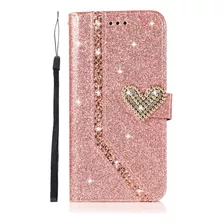 Funda De Piel Tipo Cartera For iPhone Bling Glitter