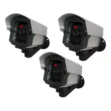 Kit 3 Cameras Falsas Com Led Segurança