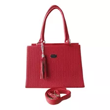 Bolsa De Mano Roja, Para Mujer Piel Autentica Elegante.