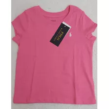 Camiseta Rosa Manga Curta Infantil Ralph Lauren Promoção 