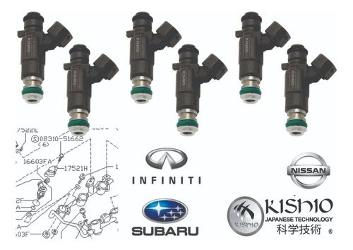 6 Inyectores De Gasolina Nissan Urvan 2.4l 00-07 Foto 2
