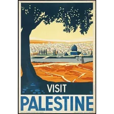 Poster Retrô - Travel Visit Palestine 30x45cm Plastificado