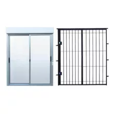 Puerta Ventana Aluminio Monoblock 150 X 200 + Puerta Reja 