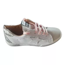 Zapatillas Con Estrella En Blanco Y Glitter - Gina Glitter