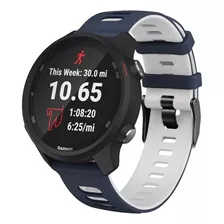 2x Pulseiras Esportivas Para Garmin Forerunner 245/645 Largura 20mm Cor Azul-marinho/branco 