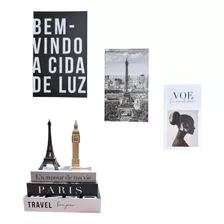 Caixa Livro Decorativo Fake Kit 3 Porta Objetos Cor Travel Bonjour Paris