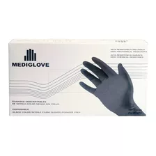 Guantes Mediglove Reforzado Negro Talle M De Nitrilo X 100