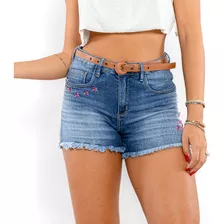 Shorts Jeans Feminino Boyfriend Cintura Alta Com Lycra Curto