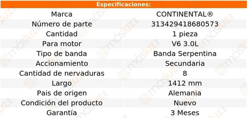 Banda 1412 Mm Acc Xj V6 3.0l 13/15 Continental Secundaria Foto 5