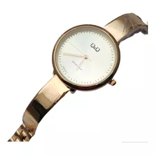 Reloj Mujer Q&q Original Dorado Pulso Acero Dama Deportivo
