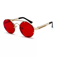 Lentes Redondos Vintage Rojos Gafas Negras Retro Steampunk 