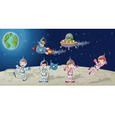 Painel Banner 2x1m Festa Decoração Infantil Astronauta Espaç